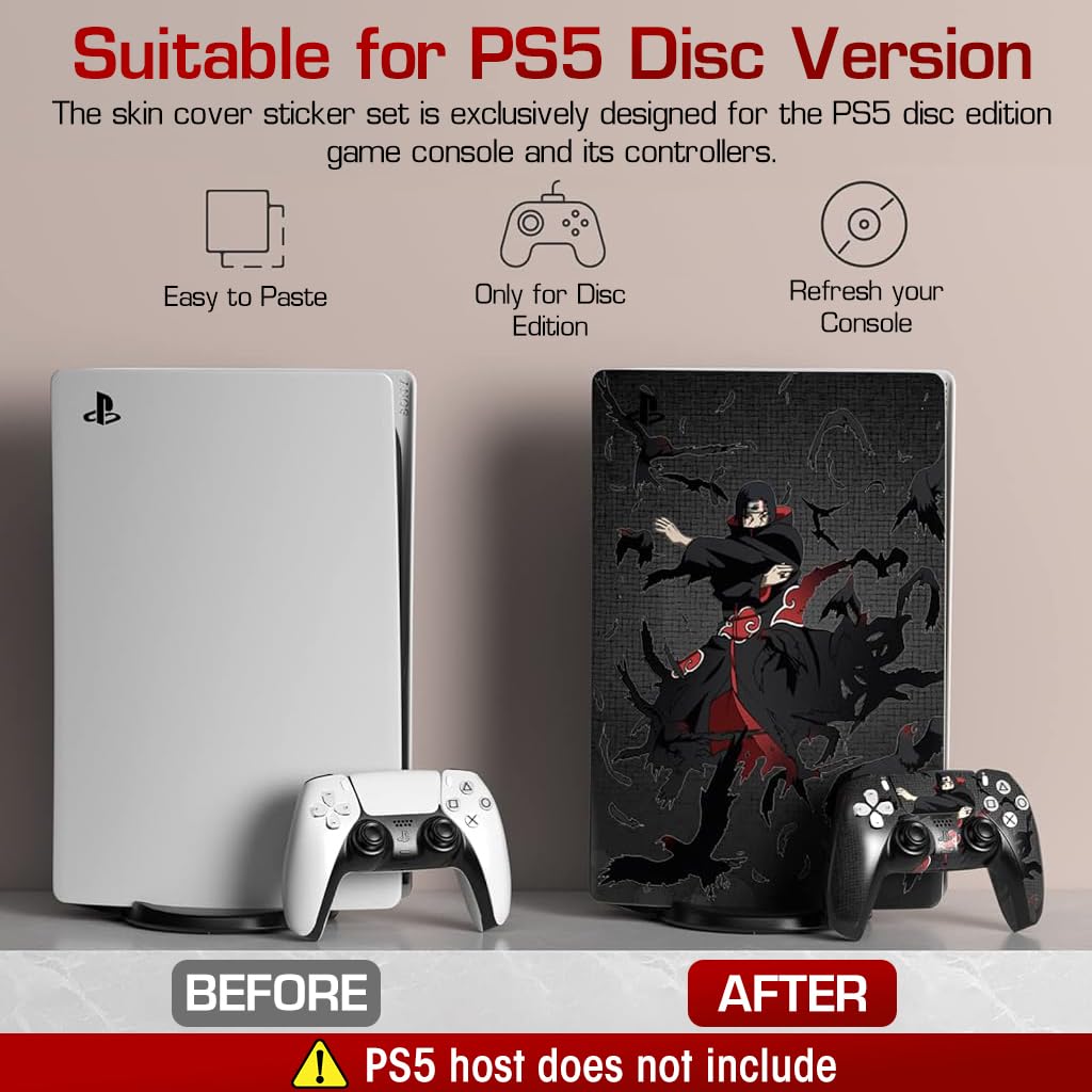 ZORBES Skin Cover Sticker for PS5 Disc Edition Game Console and Controller Uchiha Itachi Cartoon Skin Cover Vinyl Sticker Anti-Scratch Sticker for PS5 Disc Edition Anime Game Console and Controller ZORBES Skin Cover Sticker for PS5 Disc Edition Game Console and Controller Uchiha Itachi Cartoon Skin Cover Vinyl Sticker Anti-Scratch Sticker for PS5 Disc Edition Anime Game Console and Controller